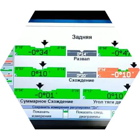 отчет на экране перед регулировкой Сход-развала Шевроле Каптива 